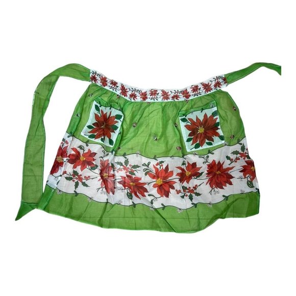 Vintage Poinsettia Apron - Picture 1 of 3